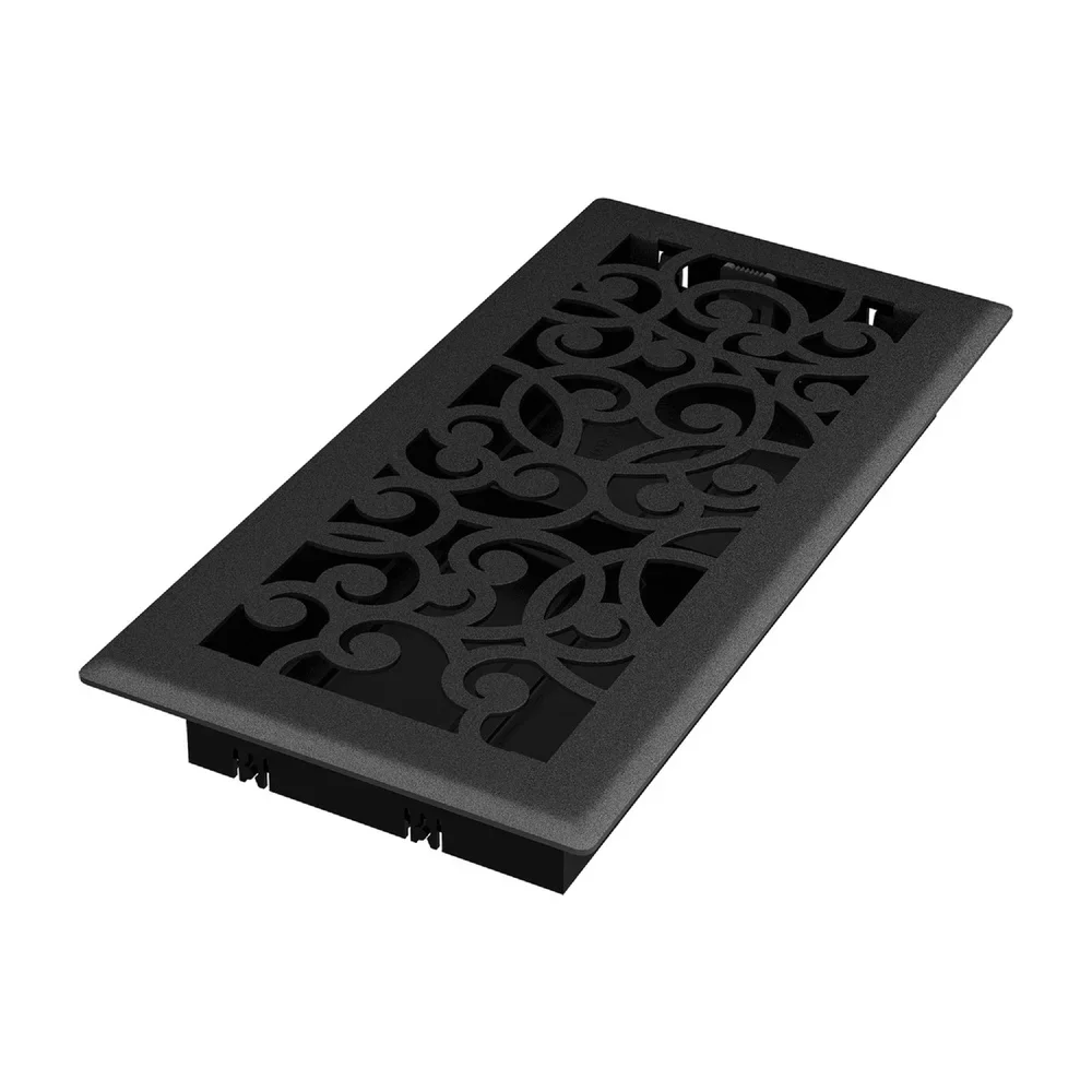 Couvercle de ventilation de sol en fer noir, 4 pouces x 10 pouces, débit d'air réglable, plaque frontale en acier Durable, facile à nettoyer, polystyrène à fort Impact