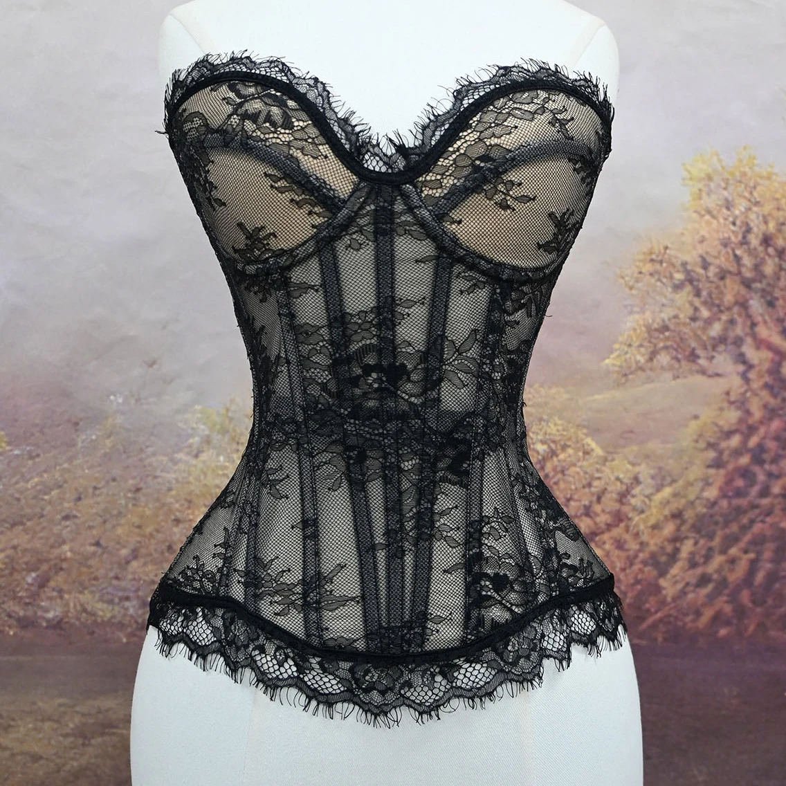

Black Lace Corset Women white Corsets 8 Sizes XXS-3XL Retro Court Strap Style Underwear can be worn outside