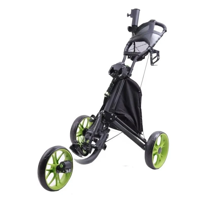 Rotary Foldable 3-Wheel Golf Cart Foldable Aluminum Golf Cart with Umbrella Stand