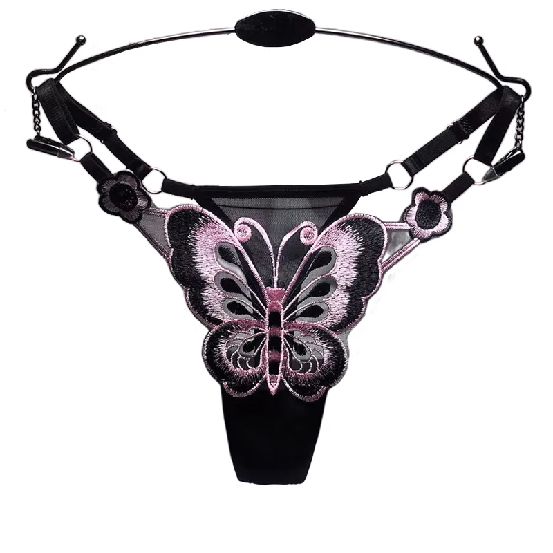 

1Pc Women's Sexy Butterfly Lace Thong, Low Waist G-String, Transparent Mesh Briefs, Intimate Underwear Wear for Ladies