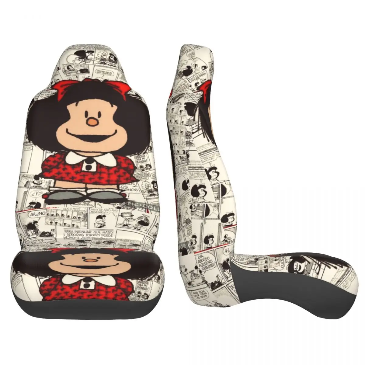 Anime Mafalda Universal Auto Car Seat Covers Fit Any Truck Van RV SUV Customized Cartoon Bucket Seat Protector Cover 2 Pieces