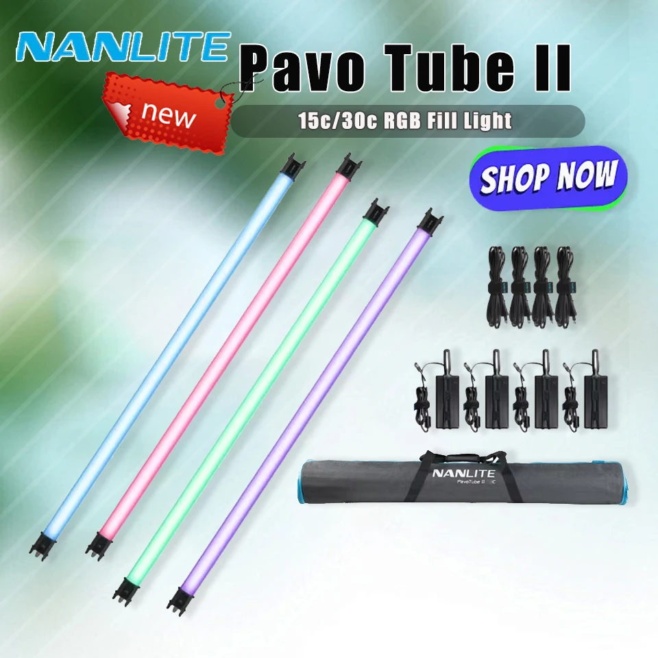 

Nanlite Pavo Tube II 15c/30c RGB Full Color Tube Fill Light 2700K-6500K Handheld Photography Light Stick For Photos Video Movie