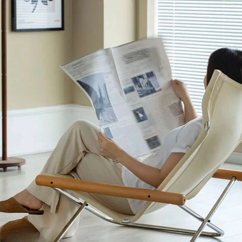 

Northern Balcony Beach Chairs Fold Backrest Leisure Household Lounge Beach Chairs Canvas Silla Plegable Garden Furniture QF50BC