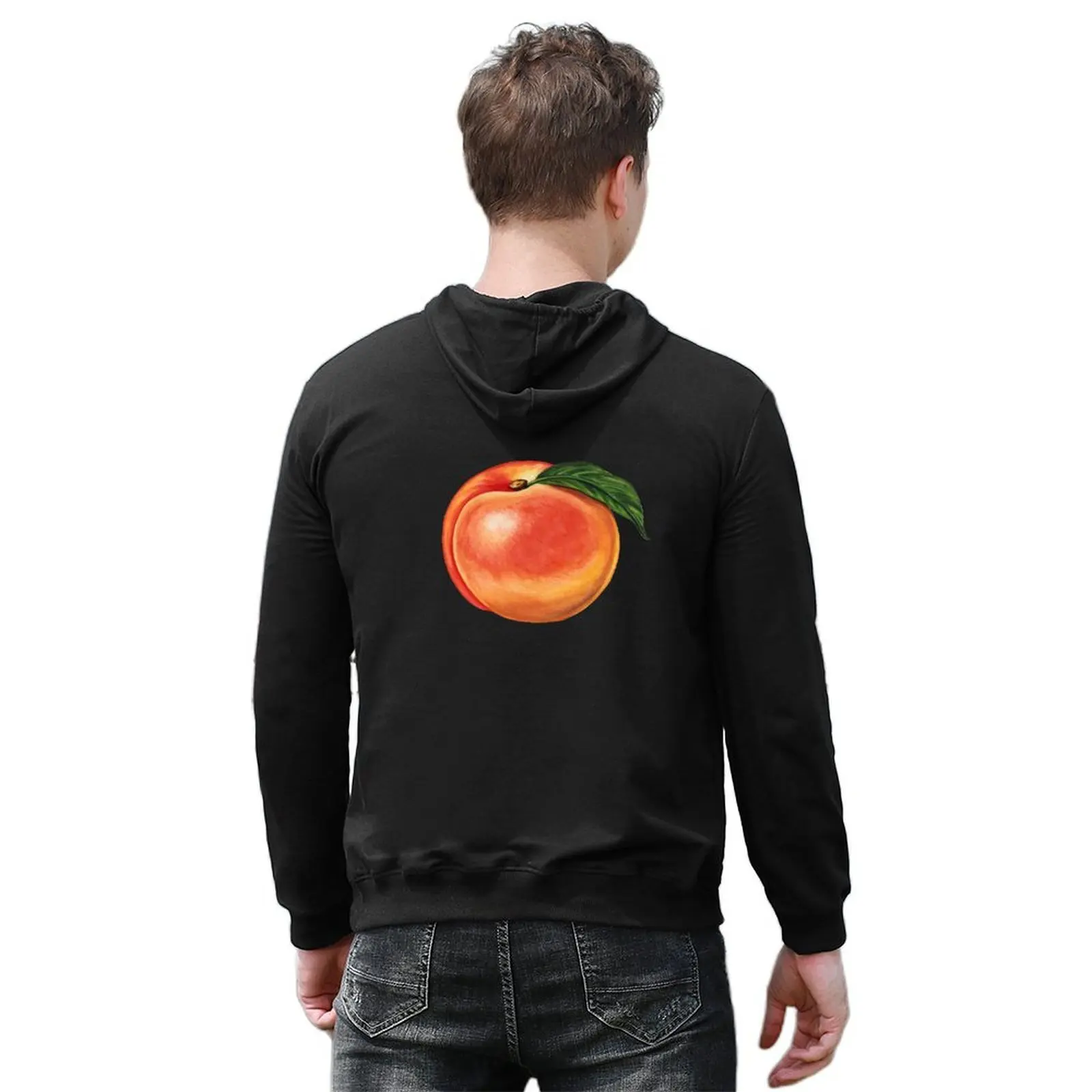 Peach Pattern Hoodie winter clothes autumn mens clothing men's winter sweater japanese hoodie