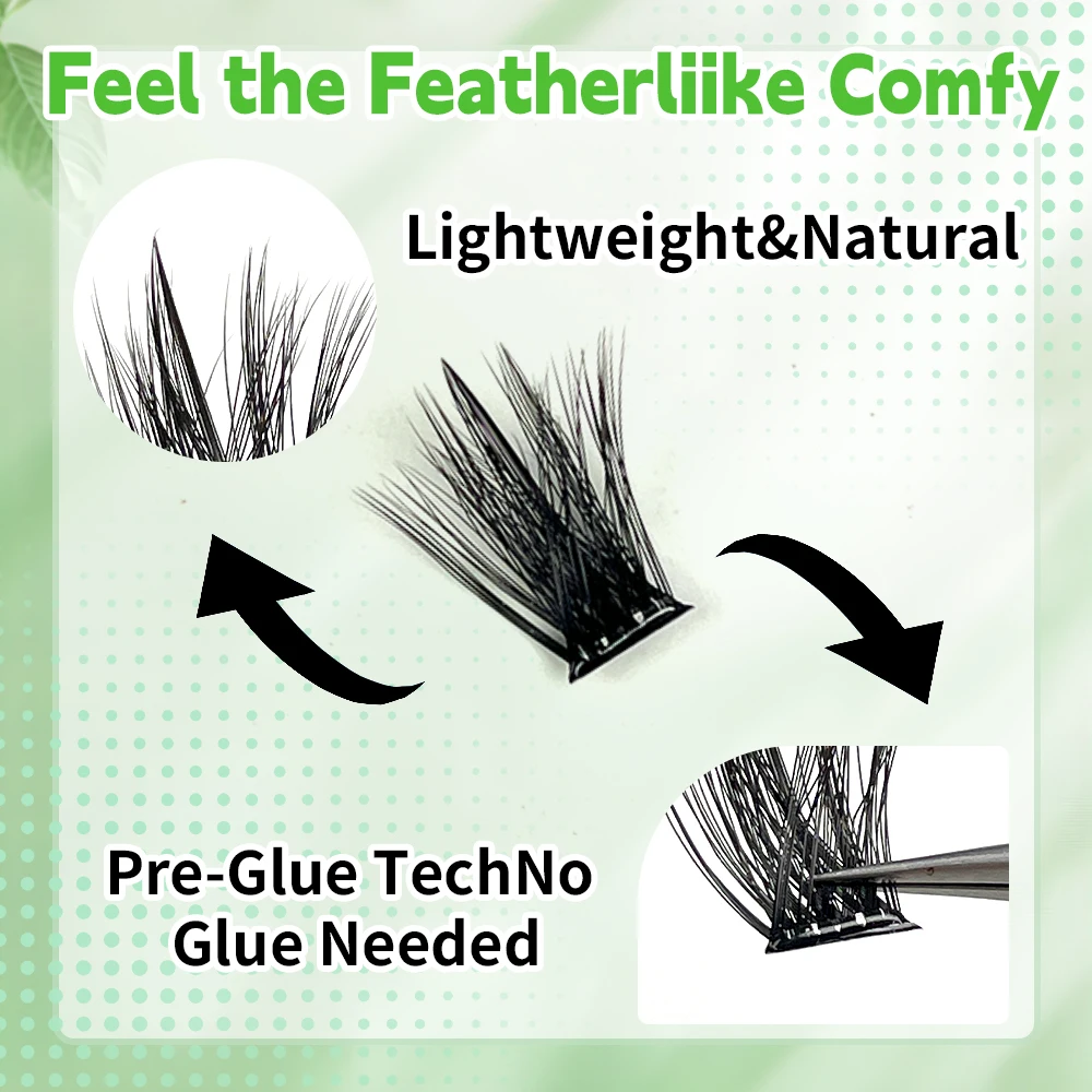 Glue-free Self-adhesive Cluster Lashes DIY Press-On Easy to Graft Individual Eyelashes Extension False Mink Cilios Makeup Tool