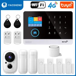 Wireless Security-ป้องกัน WiFi + GSM/4G และ 2G Smart Home & Tuya App Alexa Home Security Alarm System 433Mhz การทํางานระยะไกล