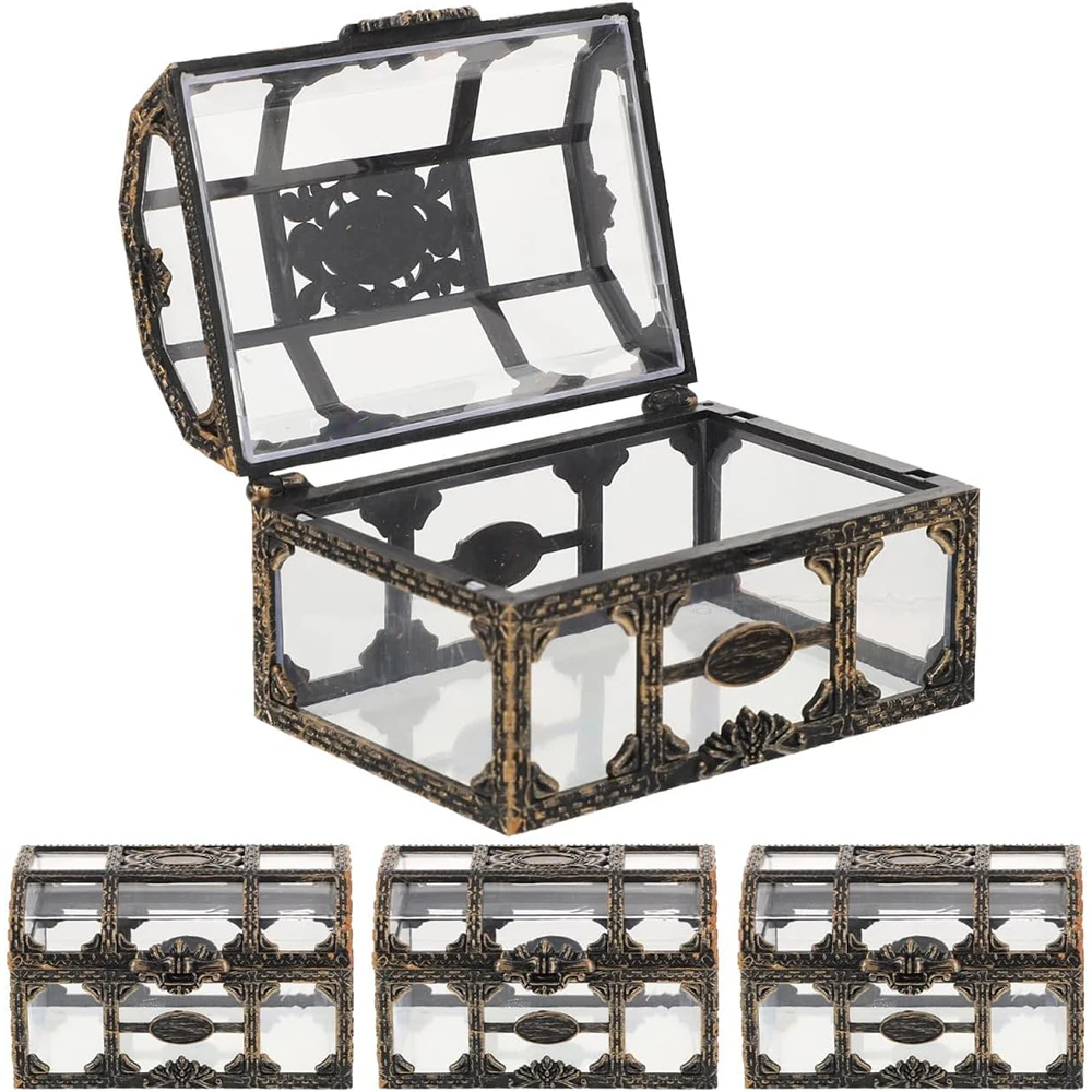 Treasure Chest Candy Box Mini Clear Pirate Treasure Chest for Jewelry Clear Plastic Pirate Treasure Box Crystal Jewelry Box