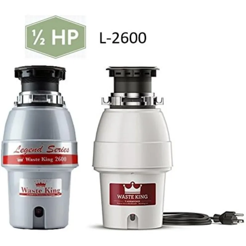 Waste King L-2600 Legend シリーズ 1/2 HP 連続給餌ゴミ処理機 電源コード付き キッチンシンク用廃棄物処理機