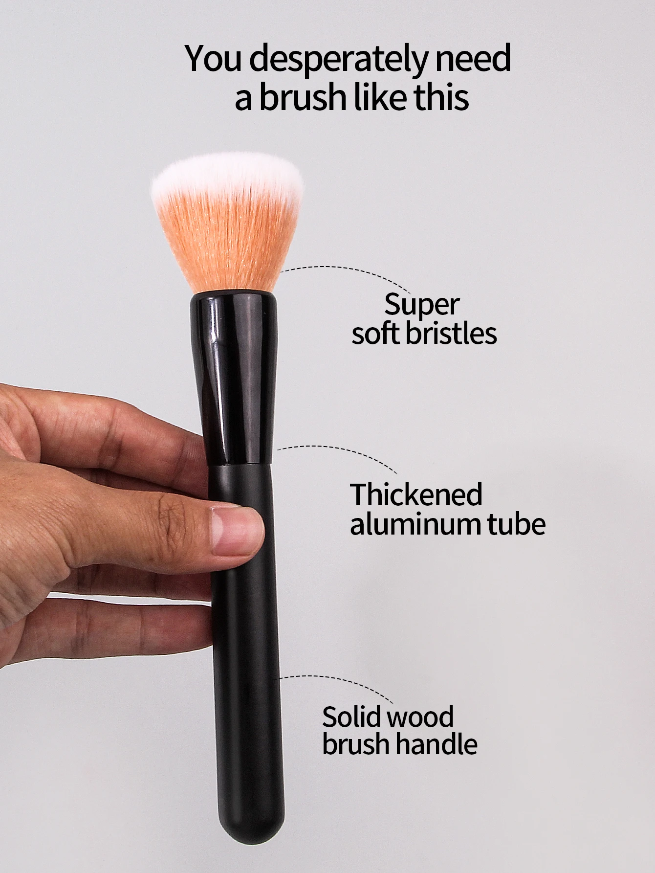 1 piece of wooden handle soft powder brush blush brush contactor brush multi-functional facial makeup brush tool