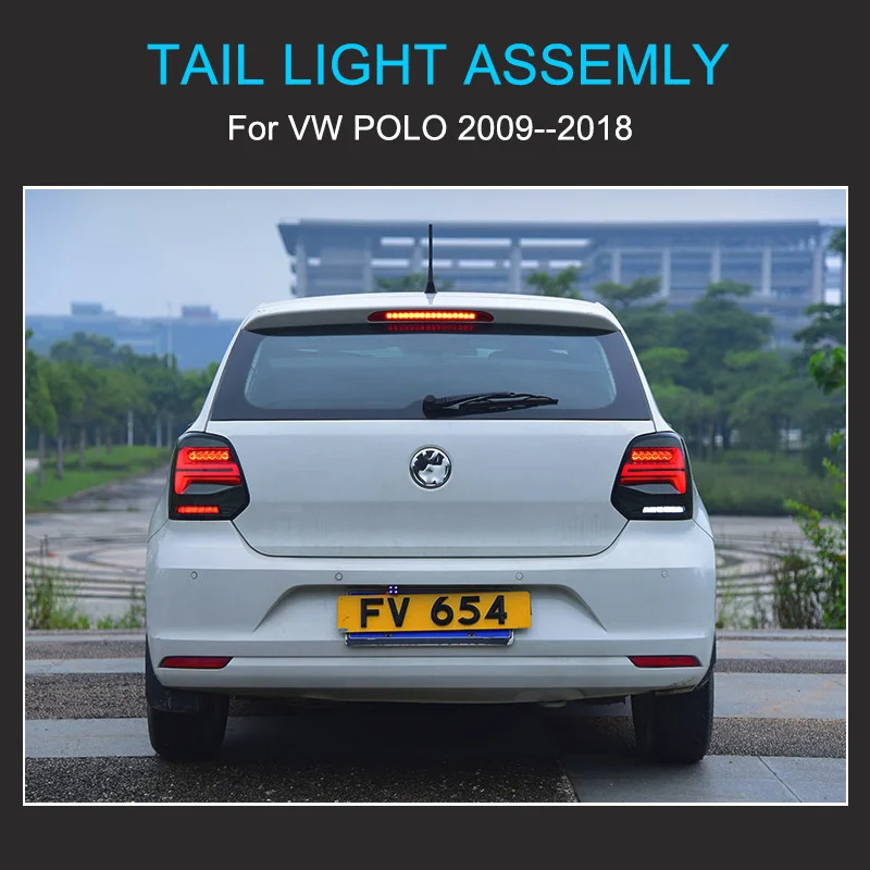 1 Pair LED Tail Light Assembly For VW Polo 2011-2018 Tail Lamps Plug and Play with LED Dynamic Turning Rear Bumper Taillights