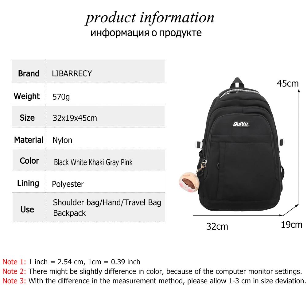 Solid Color High Quality Nylon Ladies Backpack New Large-capacity Youth Laptop Backpack Fashion Women Student Bags Bolso Mujer