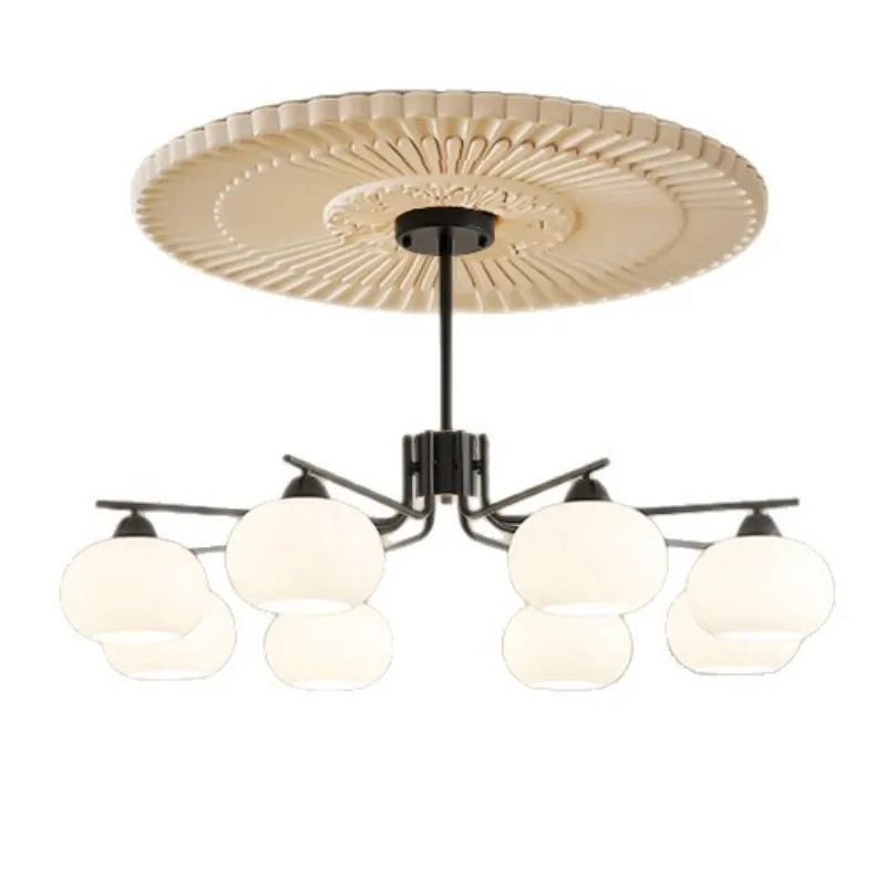 Medieval persimmon living room chandelier French cream wind retro magic bean lamp whole house modern dining room lamp