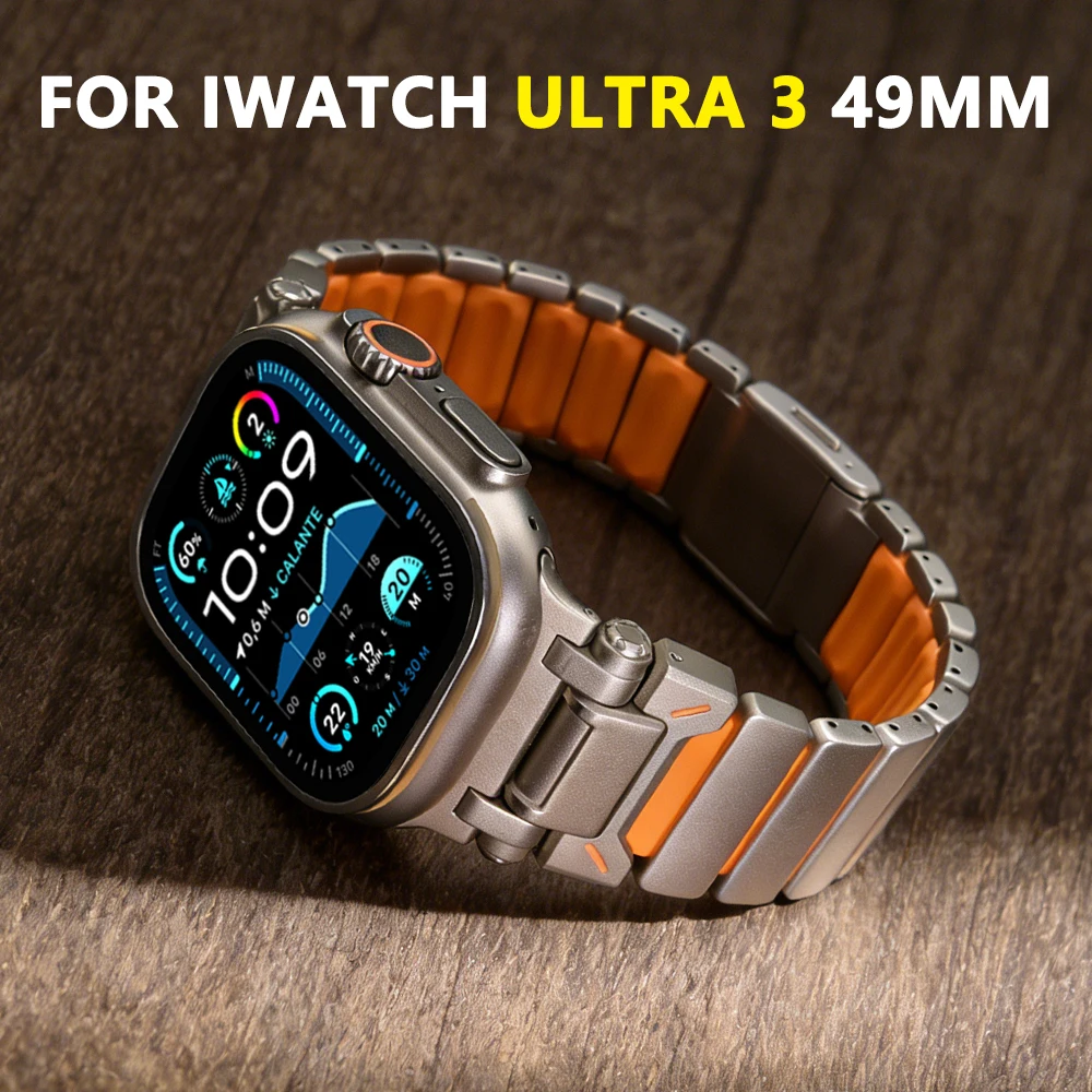 

Титановый резиновый магнитный ремешок для Apple Watch Ultra 3 49 мм, серий 11, 10, 46 мм, деловой мужской ремешок для iWatch 9, 8, 7, 6, SE 44 мм, 45 мм