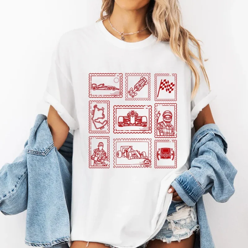 Vintage Race Day Stamp T Shirt Casual Cotton Short Sleeve Racing Lover Wife Mom Dad T-shirt Crewneck Printed Tshirts Tops