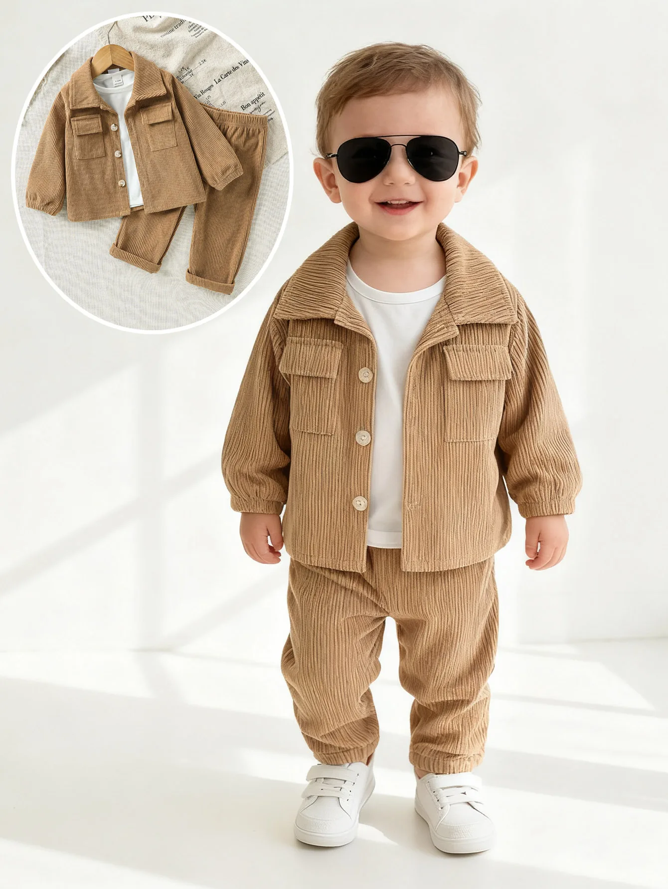 Four-Season Baby Boy Jacket and Pants Two-Piece Set, Stylish and Versatile, Suitable for Everyday Wear Classic and Durable
