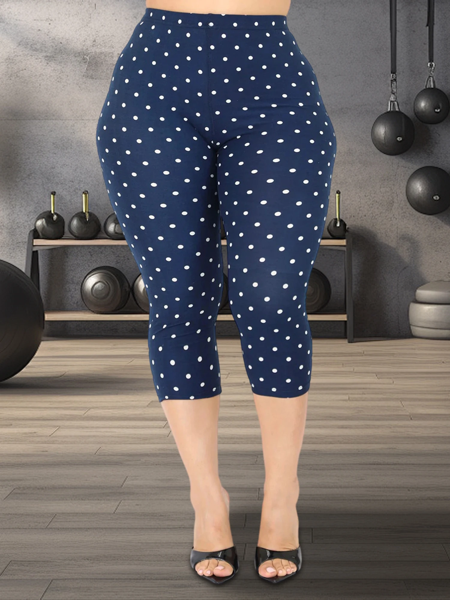 女性の花柄ハイウエストカプリレギンス伸縮性のあるクロップドパンツオフィスジムやカジュアルなお出かけに