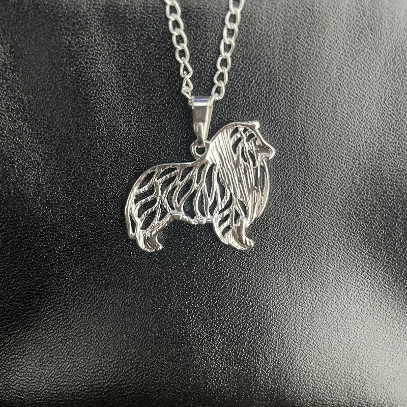 Rough Collie necklace cartoon dog  jewelry for women golden two colors plated