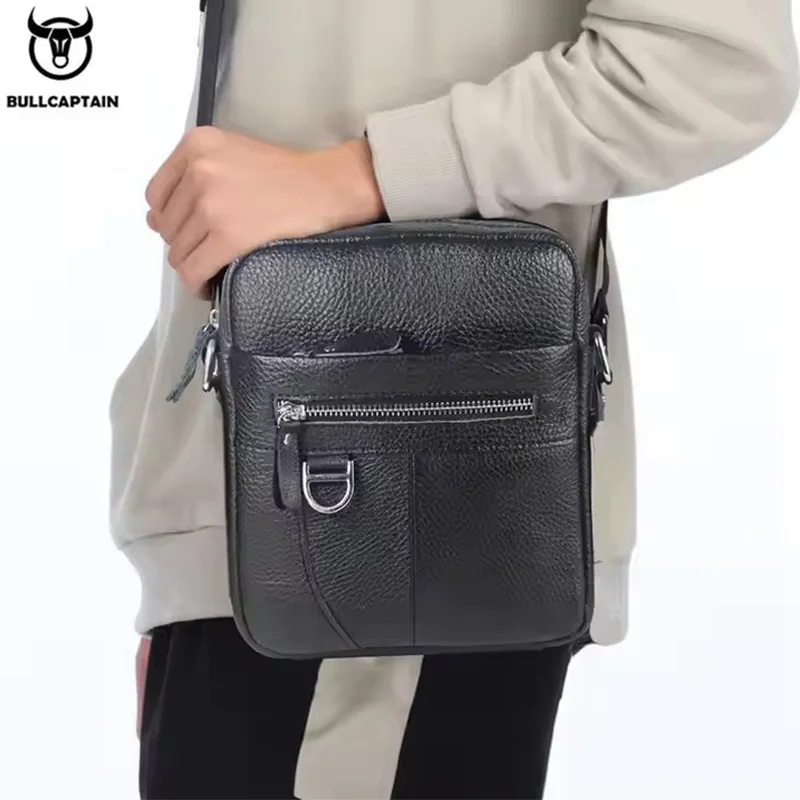 BULLCAPTAIN حقيبة ساعي جلدية للرجال حقائب كتف ريترو حقائب كروس صغيرة محافظ حزمة حبال عادية لحقيبة يد السفر #2