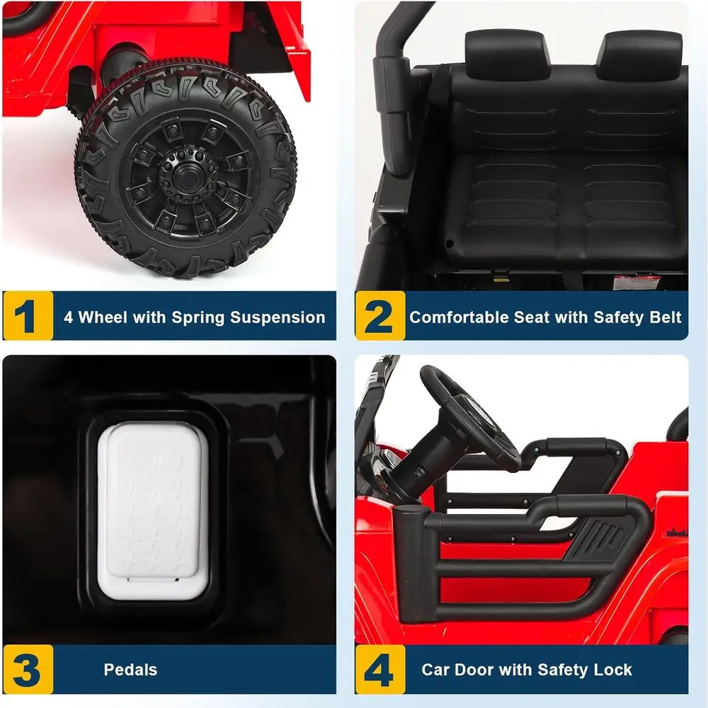 Elektryczny samochód dla dzieci 12V z pilotem, elektryczny pojazd terenowy dla dzieci, samochód ciężarowy na akumulator, czerwony