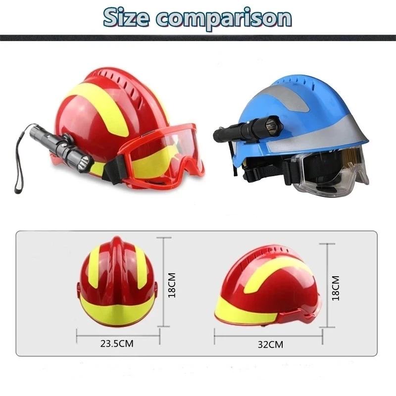 Casco de protección para bombero, Protector de seguridad para rescate de bomberos, ABS con faro y gogglesF2