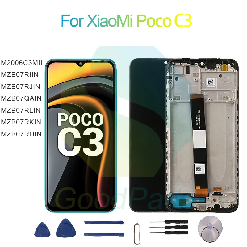 

For XiaoMi Poco C3 Screen Display Replacement 1600*720 M2006C3MII, MZB07RIIN/RJIN/QAIN/RLIN/RKIN/RHI Poco C3 LCD Touch Digitizer