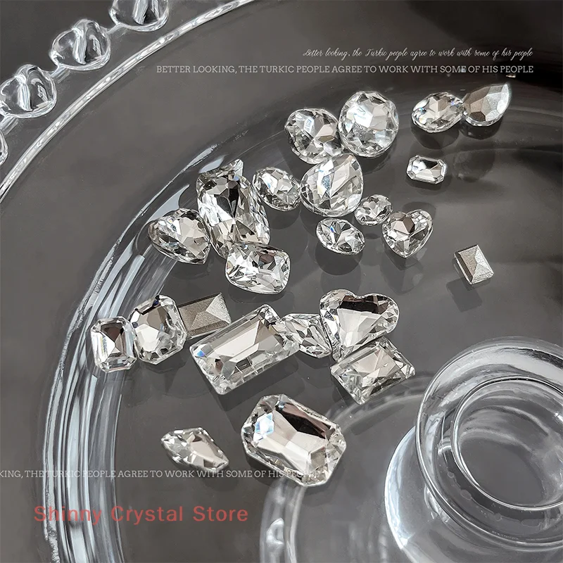 5PCS Sparkle Sharp Diamond Nail Art Rhinestones Jewel Decoration Mix Clear White Nail Charms Ornaments