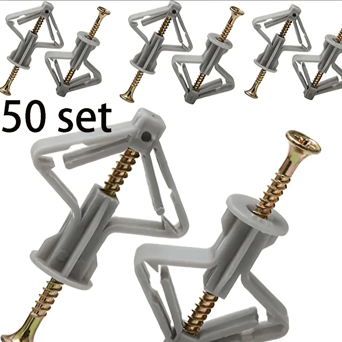 50Sets Heavy Duty Butterfly Wall Anchors With Self Tapping Screws Hollow Wall Toggle Anchors for Home Renovation DIY Installatio
