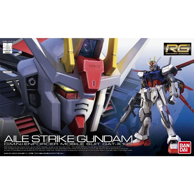 In Stock Genuine Bandai Anime AILE STRIKE GUNDAM RG 1/144 GAT-X105 Assembly Model Toys Action Figure Collectible Ornaments Gifts