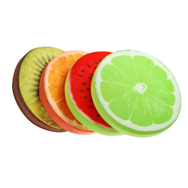 Creative 3D Soft Round Home Decorative Pillow Plush Lemon Fruit Seat Pad Office Chair Back Cushions Watermelon Kiwi Orange