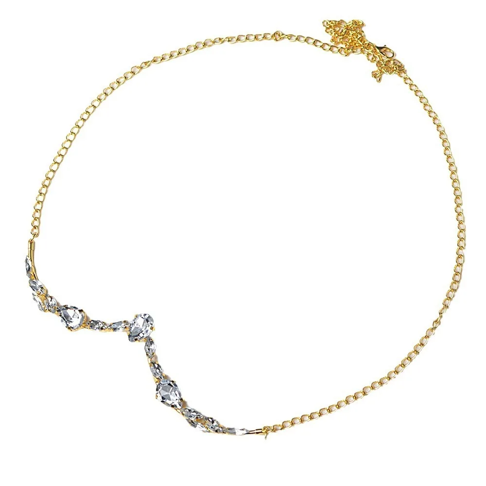 Cool Long Rhinestone Face Chain Luxury Water Drop Shape Half Frame Glasses Chain Shiny Nose Accessories Pendant Face Chain Party view 3