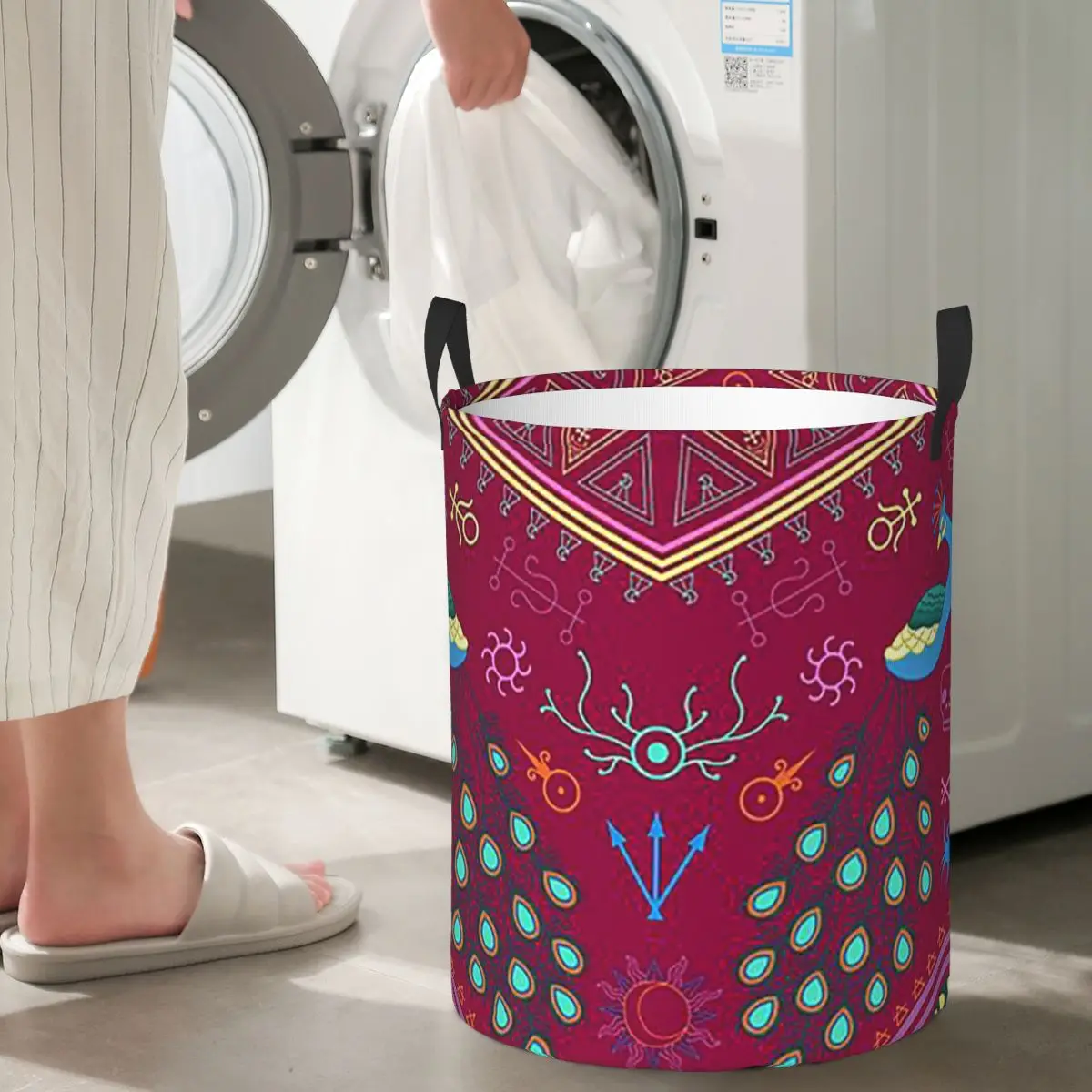

Mollymauk Tealeaf Inspired Print Foldable Laundry Baskets Dirty Clothes Toys Storage Basket Large Waterproof Bag