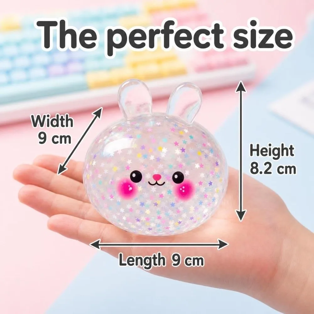 New Glitter Rabbit Squeezable Slow Resilience Soft Stress Relief Sensory Ball Fidget Squeezable Relaxation Tool