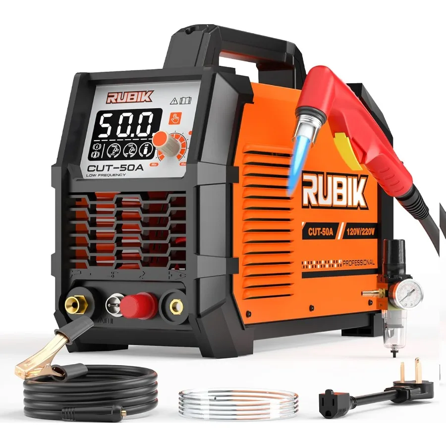 

Плазменный резак, 50 А, совместимость с 110 В и 220 В для проектов DIY. Подходит для резки материала толщиной до 3/4 дюйма.
