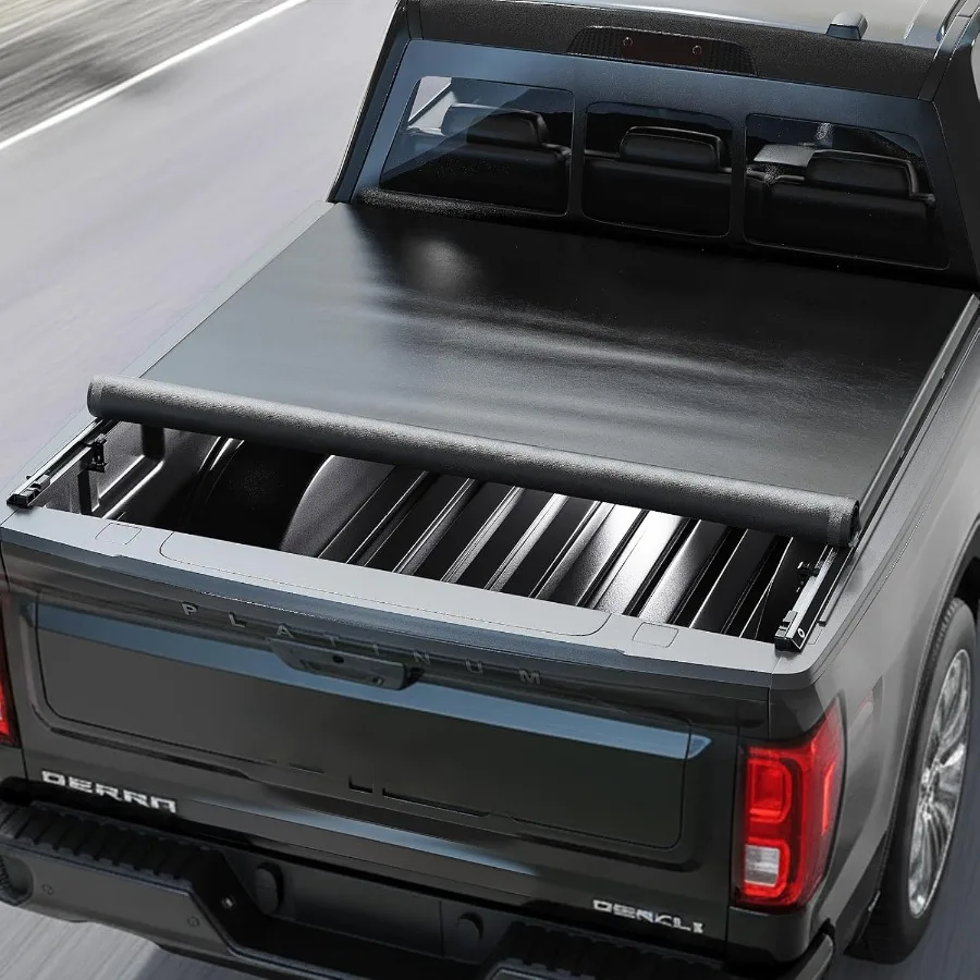 Soft RollUp Truck Bed Tonneau Cover for Chevy Silverado GMC Sierra 1500 20192025 Fits 5.8ft (69.3) Pickup Bed w Detachable LED