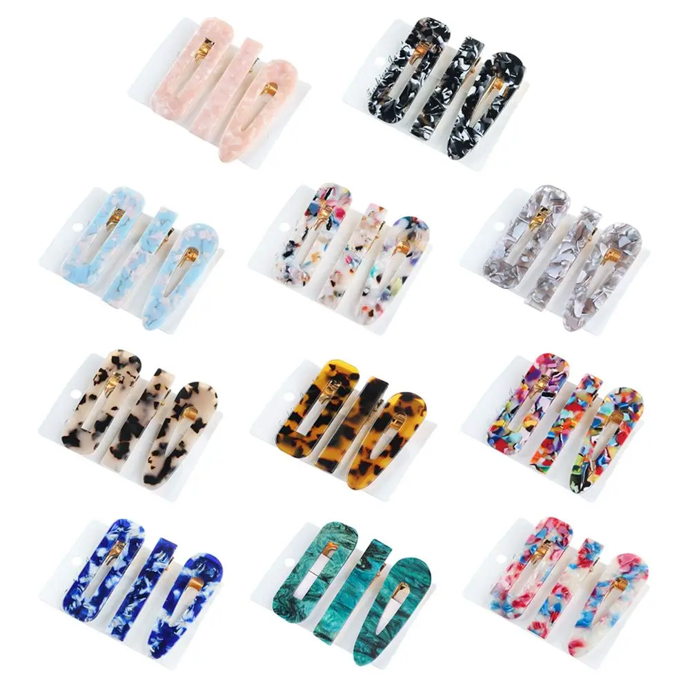 3PCS Fashion Leopard Acetate Geometric Hair Clips Women Girls Sweet Hairpins Barrettes Headband Hair Styling Accessories