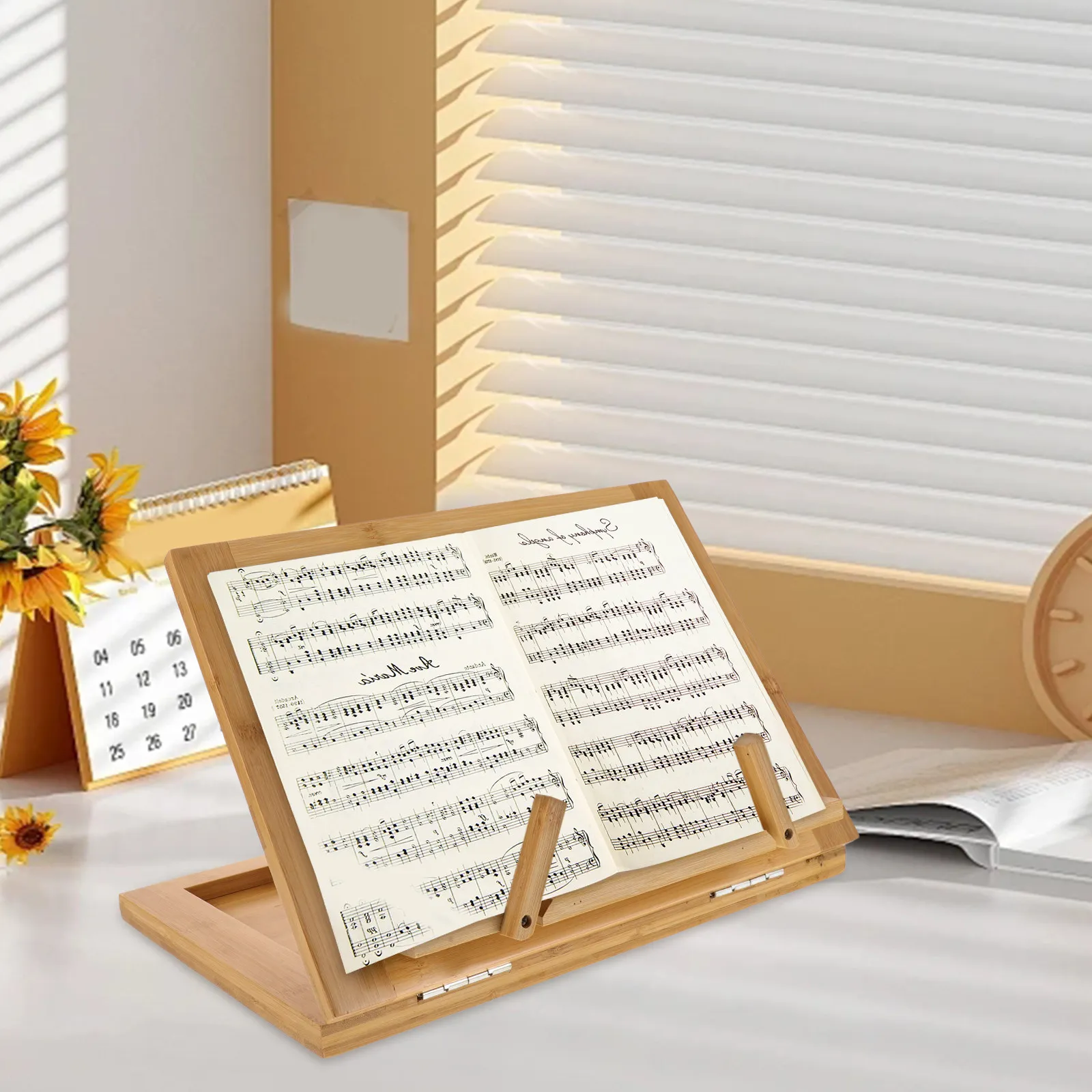Music Sheet Stand Desktop Book Holder Sheet Music Cookbook Stand for Reading Recipe Holder for Counter and Desk