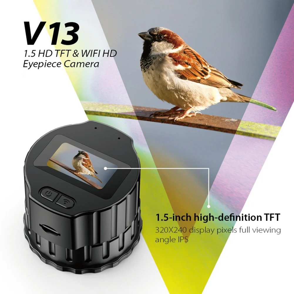 New Microscope V13 Wifi HD Electronic Eyepiece Camera 1.5-Inch Screen Optical Eyepiece Recorder Bird-Watching Telescope