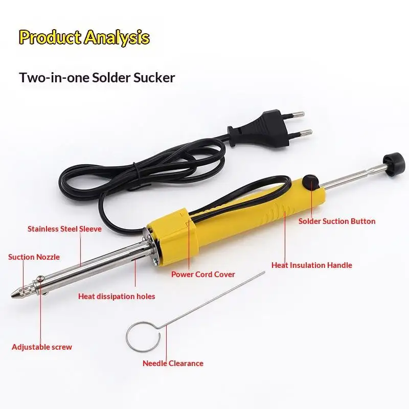 30W Electrothermal Solder Sucker Welding Vacuum Desoldering Pump/Soldering Iron/Removal Solder Iron Pen Welding Repair Tool
