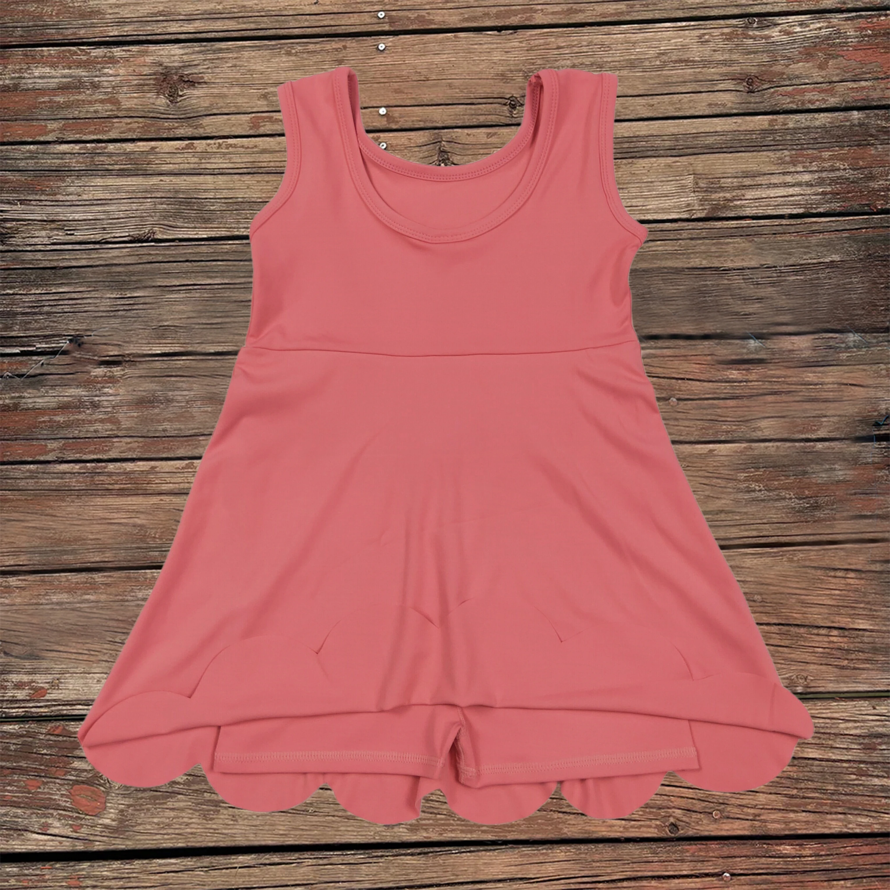 

Wholesale Baby Girls Coral Pink Sleeveless Yoga Active Wear Knee Length Dresses Boutique Skorts Shorts Kids Children Clothes