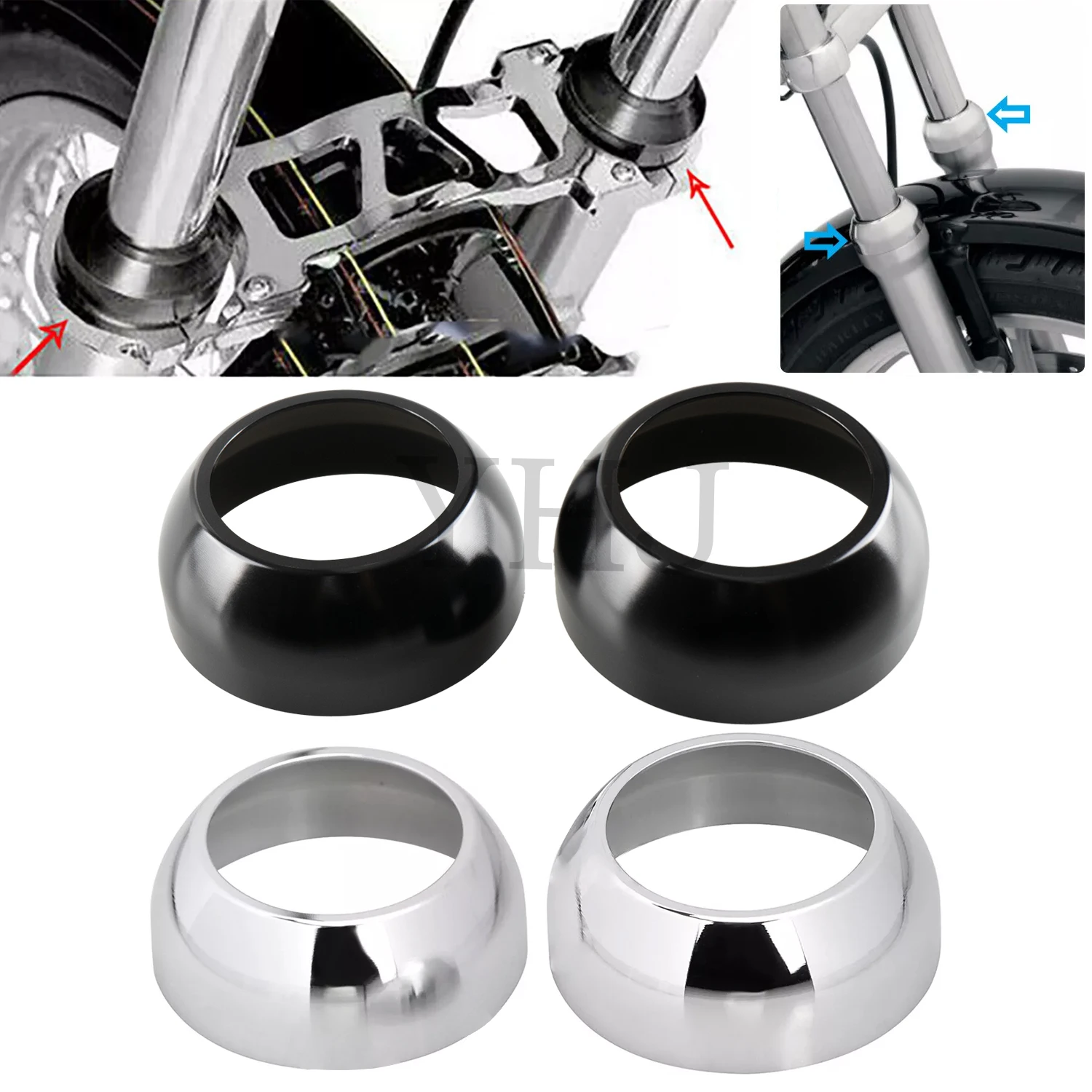 

39 mm Motorcycle Fork Boot Caps Cover For Harley Dyna FXD 1991-2005 FXR 1988-1994 Sportster XL883 1200 883C/L 1200C/L 1988-2016