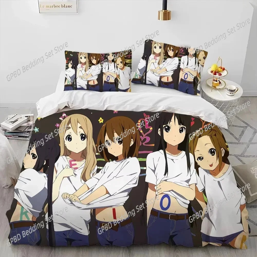 

K-ON Kawaii Girls Anime Bedding Set 3D Printed Suitable for Bedroom Duvet Cover Set With Pillowcases Kids Home Textile
