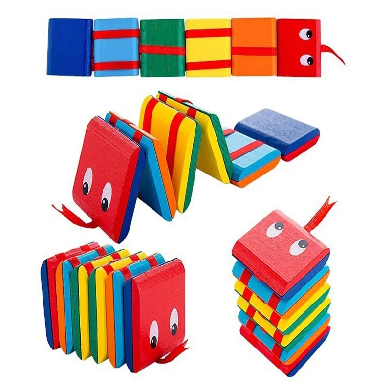 Infinite Flip Folding Wooden Snake Wooden Jacobs Ladder Toys Jacobs Ladder Fidget Classic Toy for Kids Kindergarten Puzzle Toys
