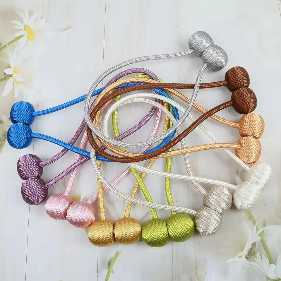 Magnetic Ropes Magnetic Pearl Ball Curtain Tiebacks Holder Tie Backs Holdbacks Buckle Clips Accessory Curtain Rods Accessoires