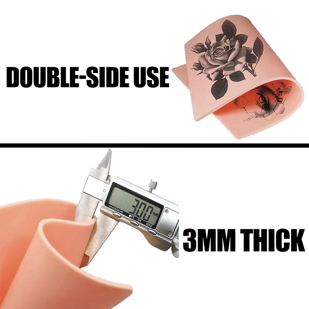 3MM Thicker Tattoo Practice Skin Double-Sided Silicone Tattoo Blank Training Skin Fake Skin Permanent Makeup Tattoo Accessories