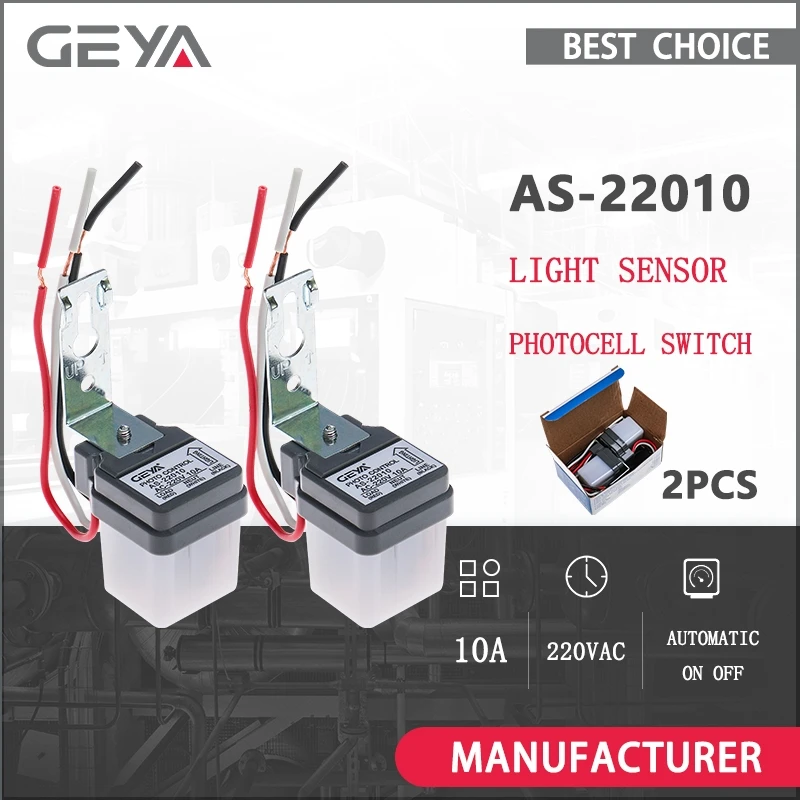 2PCS GEYA Fotozelle Straße Licht Schalter AC220V 10A Foto Control Photoswitch Sensor Schalter Automatische Nacht AUF Tag AUS