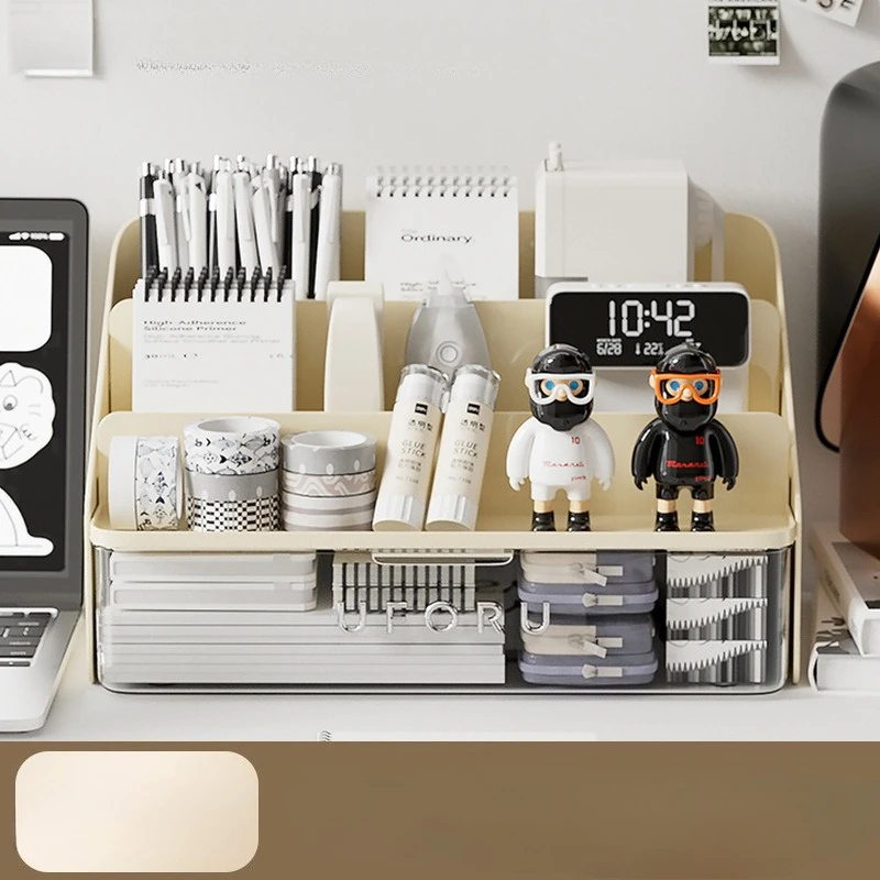 

Student Stationery Storage Box Organizer Drawer Desktop Storage Rack Notepad Detachable Pen Pencil Box Office Desk Organization