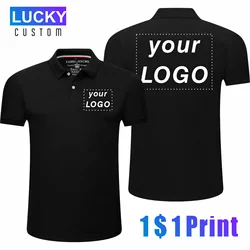 Men's Short Sleeve Polo Shirt Custom Printing Embroidery Personalized Logo Corporate Business Shirt Solid Color Lapel Top 4xl