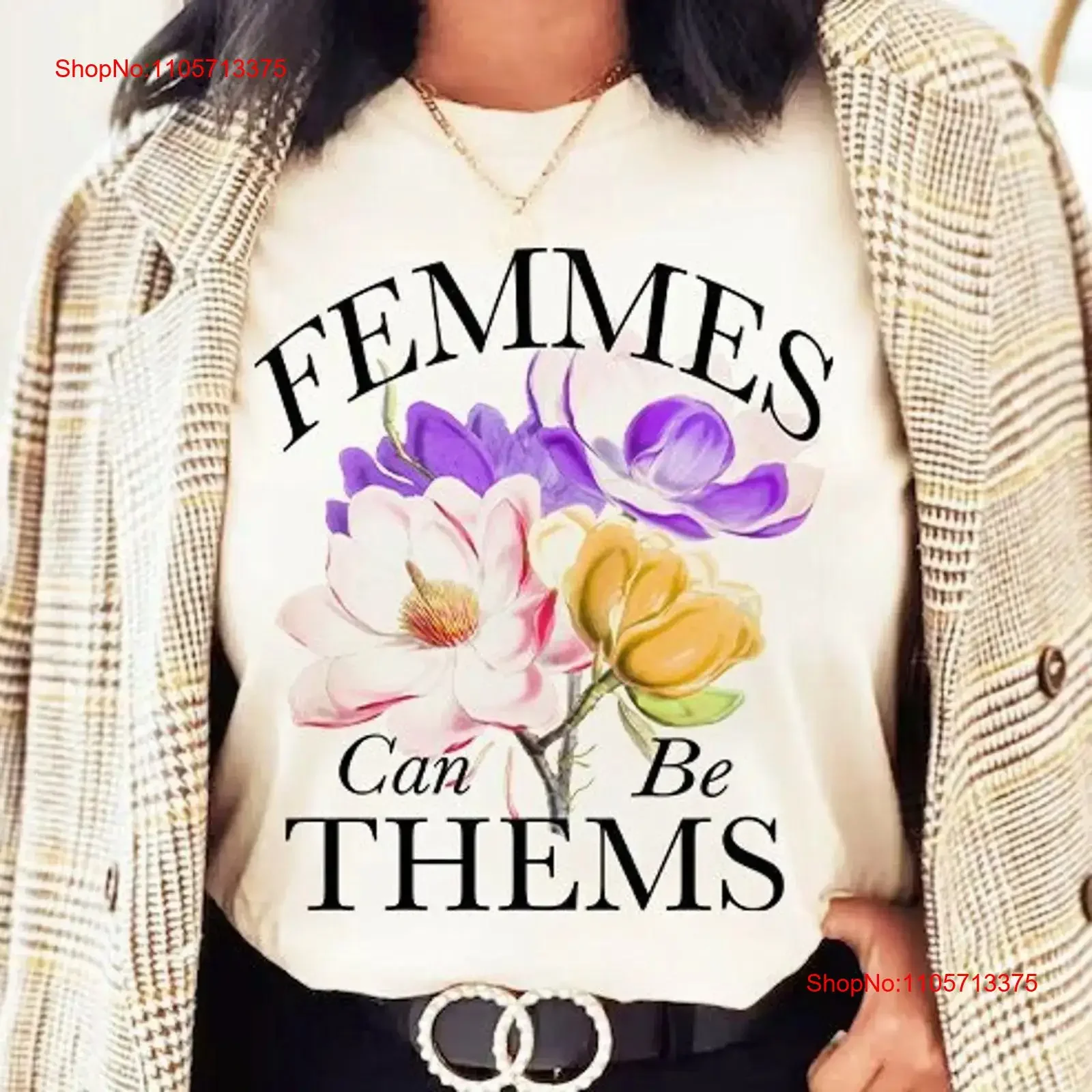 Femmes can be thems shirt non binary pride enby no gender not a girl funny pronouns queer whimsigoth they vintage Washed