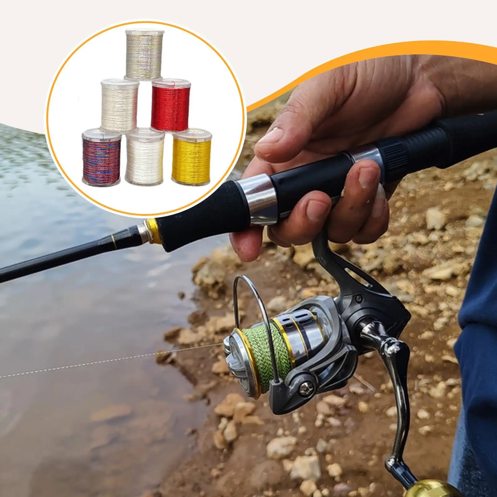 Fio de amarração de mosca, 6 peças, compacto de alta resistência para moscas secas e molhadas, acessórios fortes, fios de amarração de mosca encados premium, suprimentos de amarração