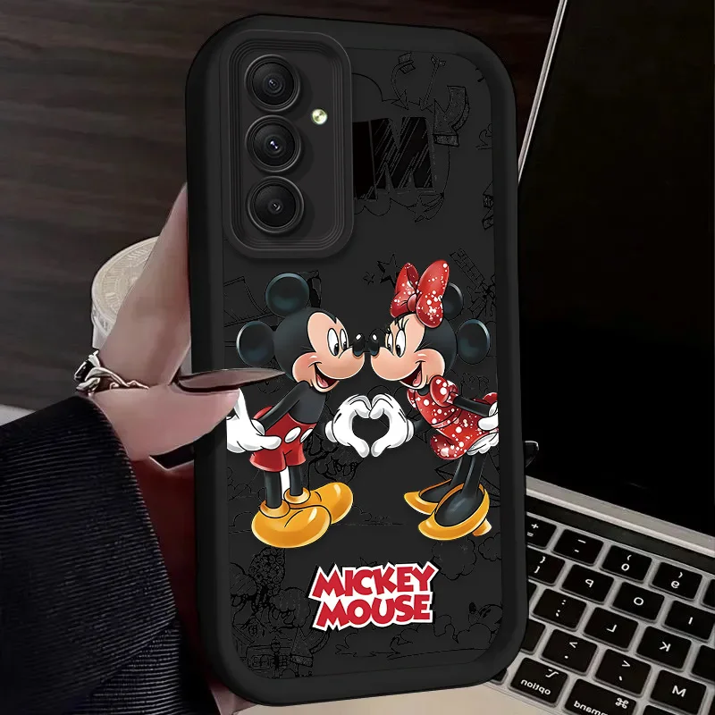Disney Mickey Minnie Mouse Silicone Phone Case for Samsung Galaxy S24 Ultra S23 FE S22 S21 Plus FE A54 A34 A14 A73 A53 A33 5G